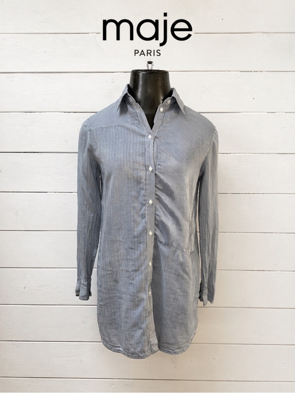 MAJE Blue & White Striped Tunic Shirt – Size 1 /36